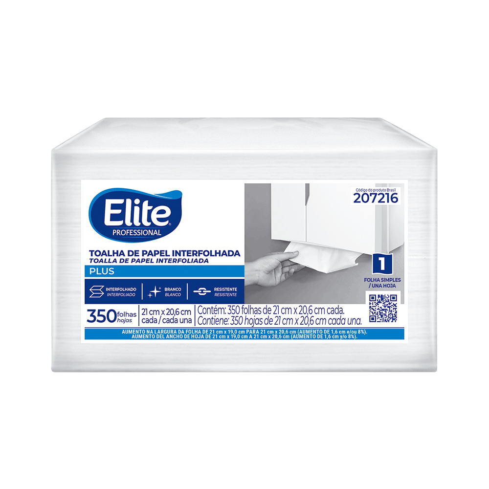 Papel toalha interfolhado Elite Professional Plus folha simples 207216