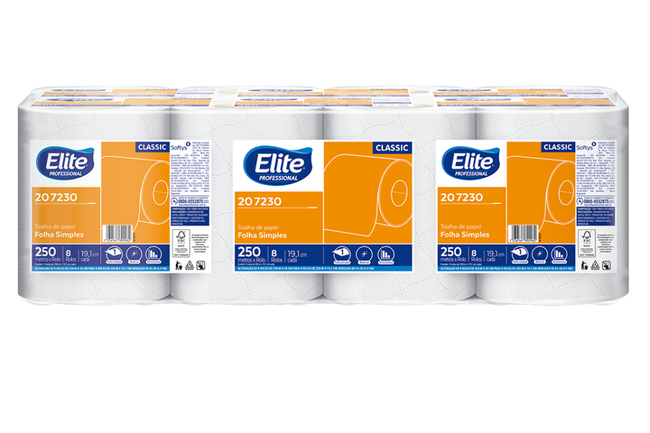 Toalha de papel Elite Professional rolo Classic folha simples 207230