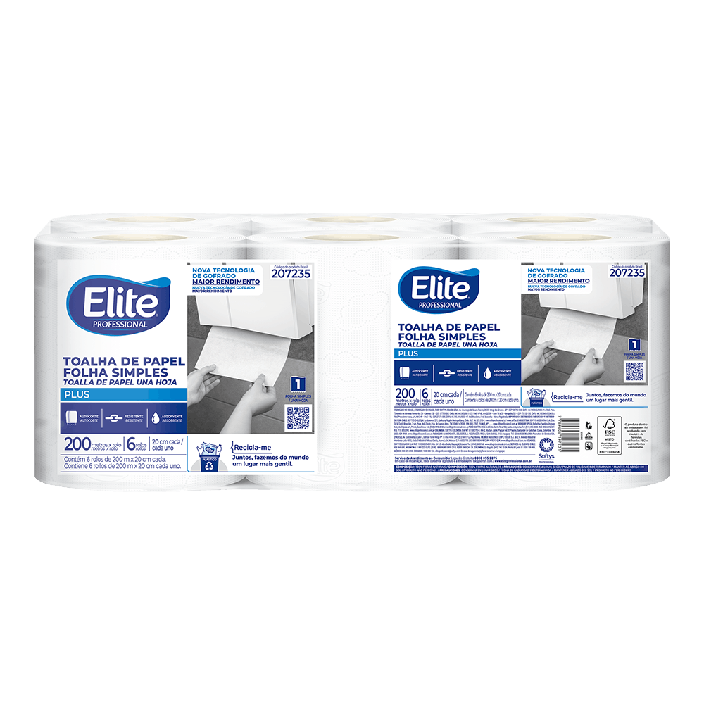 Toalha de papel Elite Professional rolo Plus folha simples 207235