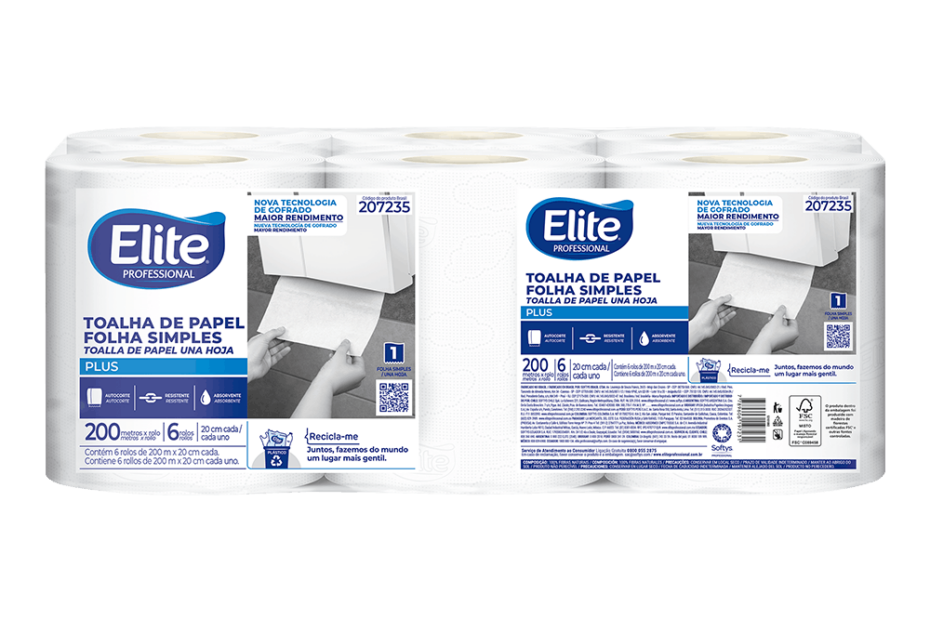 Toalha de papel Elite Professional rolo Plus folha simples 207235