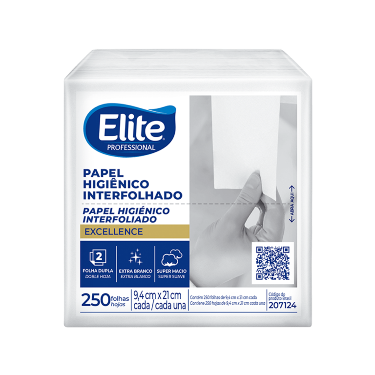 Caixa de papel higienico interfolhado Elite Professional Excellence folha dupla 48×250