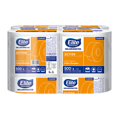 Papel higienico Elite Professional rolo Classic folha simples 207139